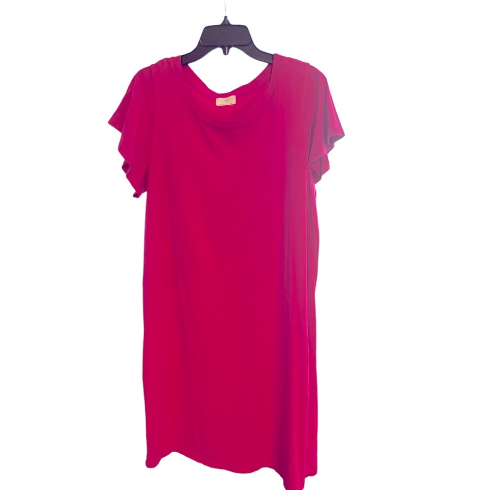 Anthropologie T.La Hot Pink T-Shirt Dress Pullover Style Size Large - Picture 2 of 6